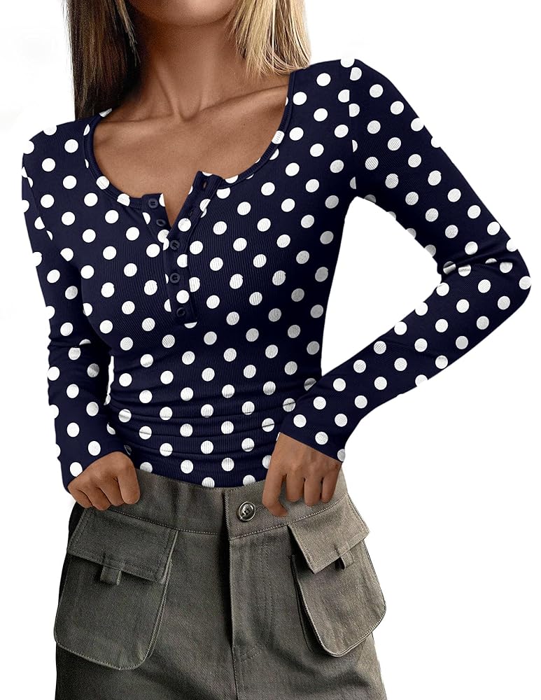 PRETTYGARDEN Women's 2025 Summer Fall Long Sleeve Henley T